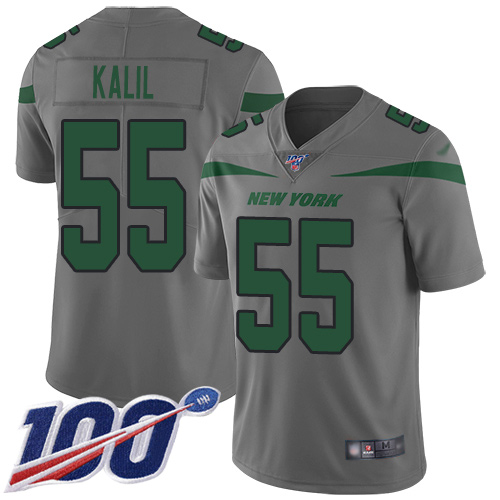 New York Jets Limited Gray Men Ryan Kalil Jersey NFL Football #55 100th Season Inverted Legend